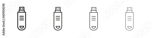 Pendrive icon set, Illustration, Black