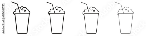 Milkshake icon set, Illustration, Black