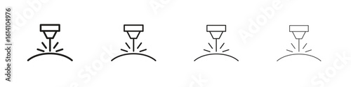 Laser machine icon set, Illustration, Black