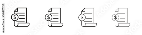 Invoice icon set, Illustration, Black