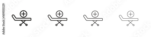 Hospital bed icon set, Illustration, Black