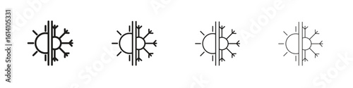 Hot and cold icon set, Illustration, Black