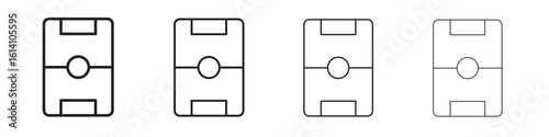 Football field icon set, Illustration, Black