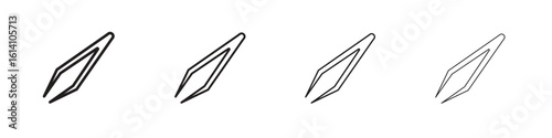 Eyebrow tweezers icon set, Illustration, Black