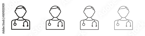 Doctor icon set, Illustration, Black