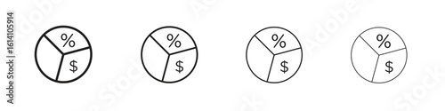 Dividend yield icon set, Illustration, Black