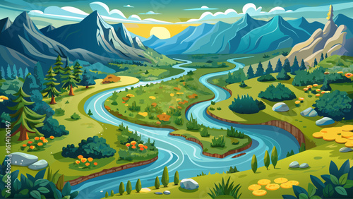 Remarkable natural texture showcased in this overhead shot of a flourishing meadow and a meandering river.