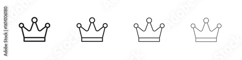 Crown icon set, Illustration, Black