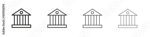 Courthouse icon set, Illustration, Black