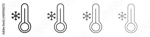 Cold icon set, Illustration, Black