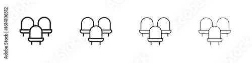Cinema seat icon set, Illustration, Black