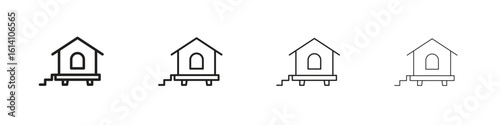 Chicken coop icon set, Illustration, Black