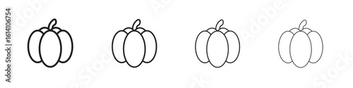 Capsicum icon set, Illustration, Black