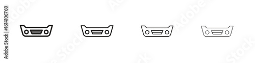 Car bumper icon set, Illustration, Black