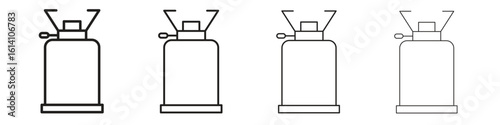 Camping gas icon set, Illustration, Black