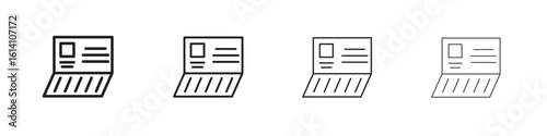 Bankbook icon set, Illustration, Black