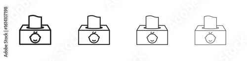 baby wipe icon set, Illustration, Black