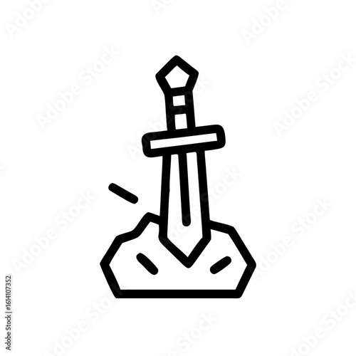 Sword embedded in stone icon representing strength and legend