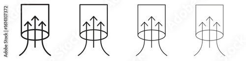 Air suction icon set, Illustration, Black
