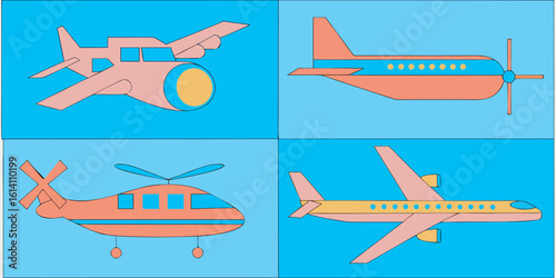 vector set of airplane icons