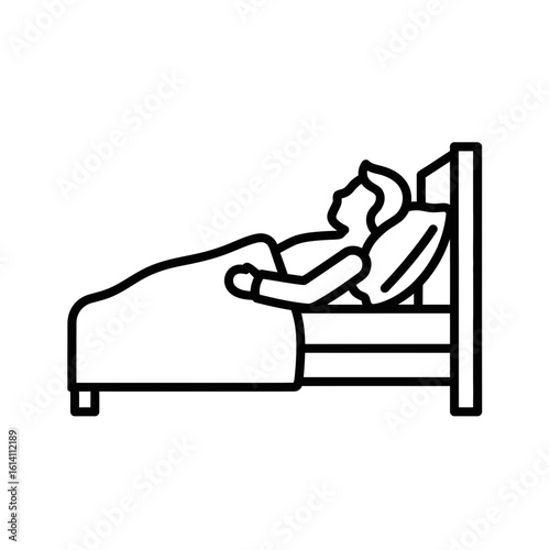 Icon of a person sleeping in bed for sleep improvement  