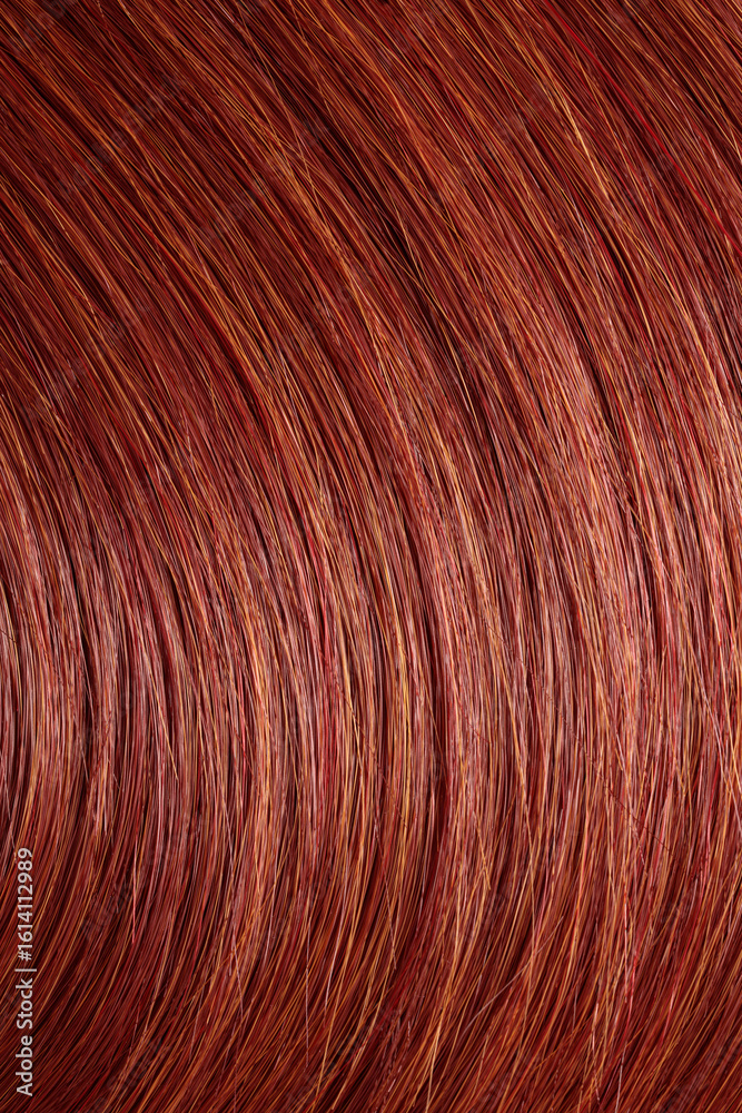 Naklejka premium red hair, long glossy straight hair, macro hair texture