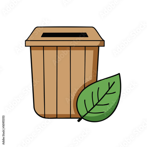 Vector illustration of compost with leaf on white background, eco and sustainability concept