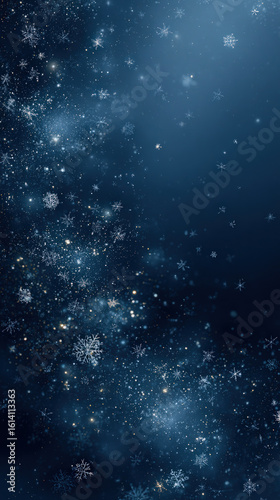 Falling snowflakes create a beautiful winter wonderland backdrop, perfect for Christmas and New Year.