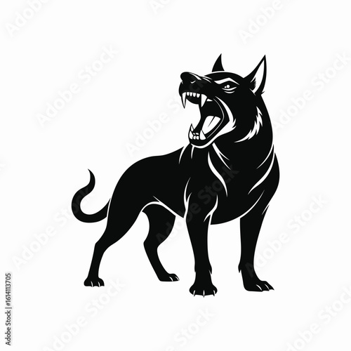 Aggressive Black Dog Mascot Logo – Fierce Guard Dog Vector Illustration