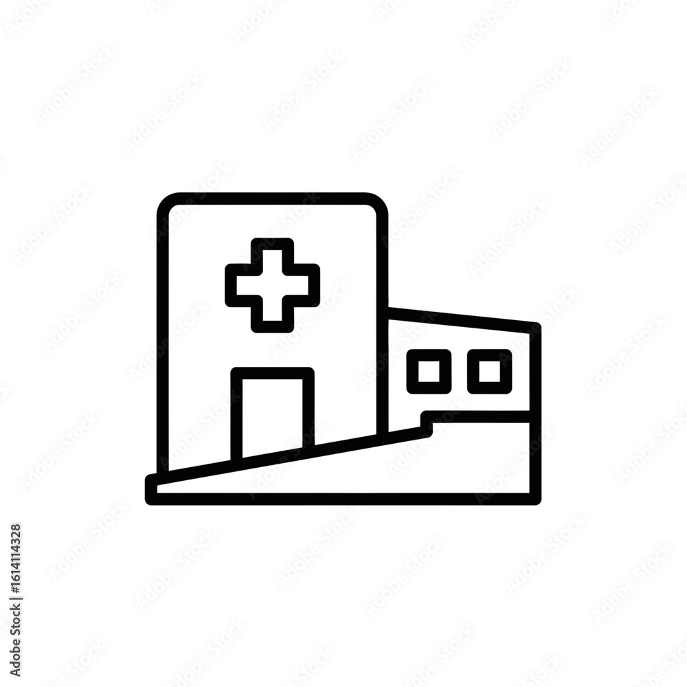 Obraz premium Public Health Hospital Icon in Minimalist Style