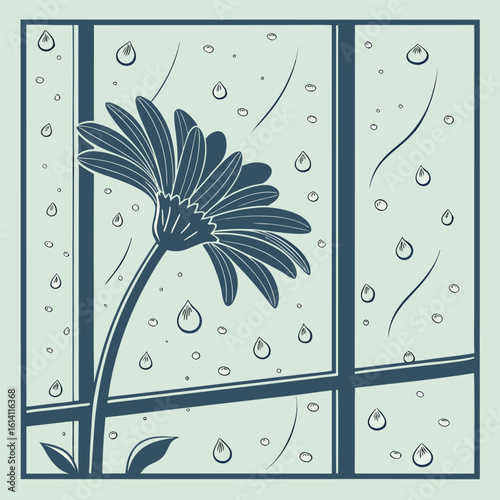 Close up view of rain droplets on a window pane creating a blurred atmospheric and moody natural scene with soft bokeh effects