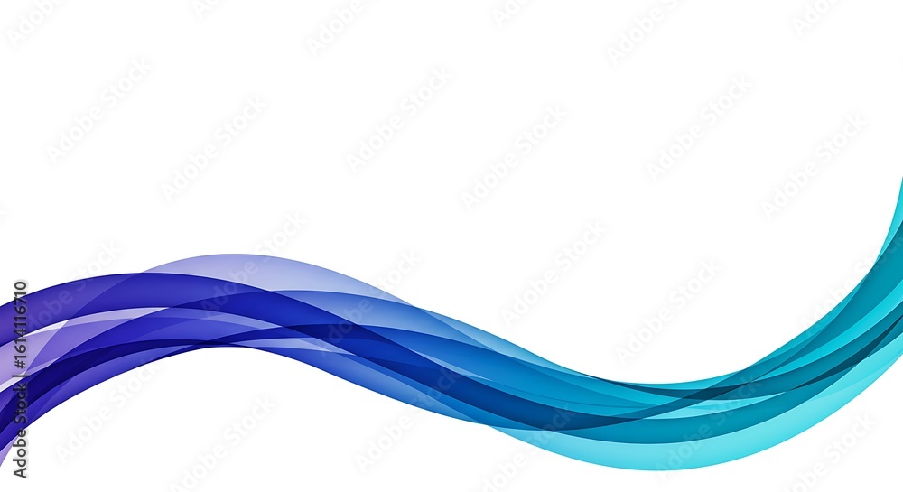 Naklejka premium Elegant abstract flowing wave in blue and cyan tones on a clean white background