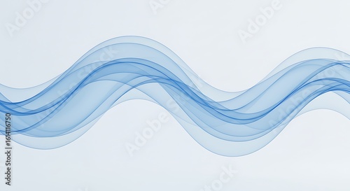 Elegant flowing smoke and water wave pattern in blue tones, abstract background illustration