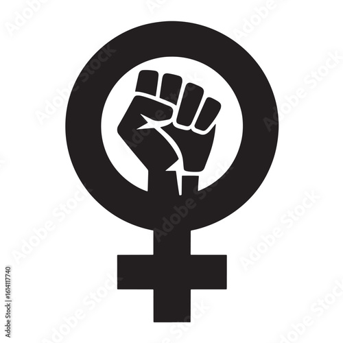 Black fist inside female symbol power