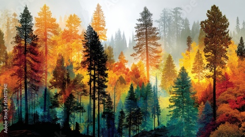 Vibrant fall foliage and forest imagery combined in an autumn-themed collage