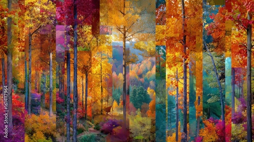 Vibrant fall foliage and forest imagery combined in an autumn-themed collage
