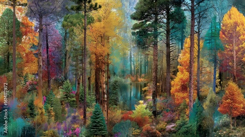 Vibrant fall foliage and forest imagery combined in an autumn-themed collage