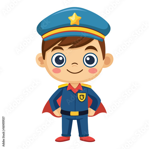 cute cartoon boy captain with dress  illustration style