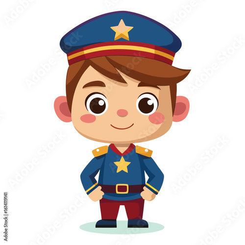cute cartoon boy captain with dress  illustration style