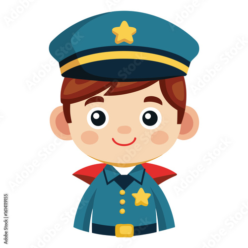 cute cartoon boy captain with dress  illustration style