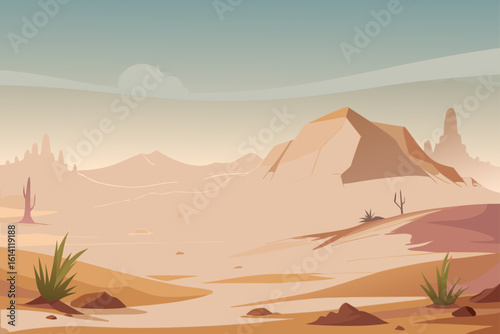 Desert Scene In Dense Fog With Gentle Mist