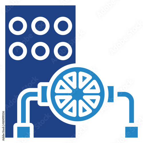 Engine Room dual tone blue color icon, mini illustration for ocean, marine, sea and nautical UI, UX kit, app and web development, digital or print