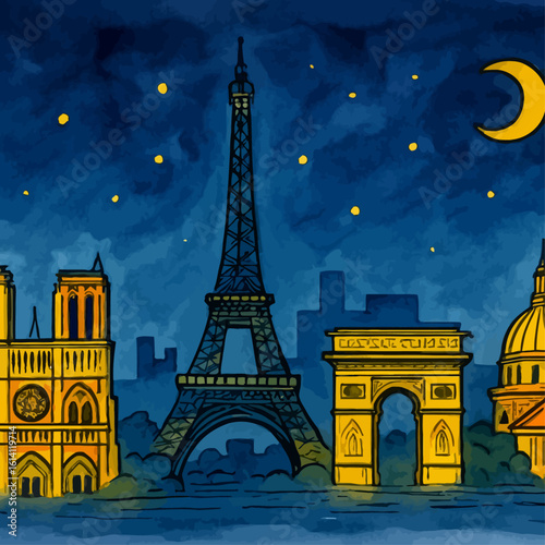 Eiffel Tower & Colosseum – Watercolor Landmark Vectors of Paris and Rome.