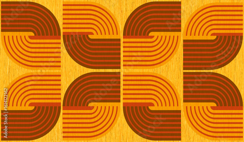 Abstract, geometric stripes, seamless pattern in brown, burnt orange, yellow