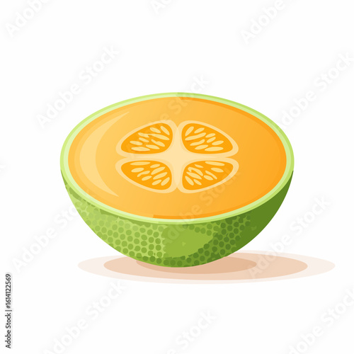 Melon tranché en deux,  arrière plan blanc uni