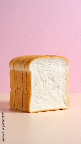 Fresh sliced bread on a pastel background
