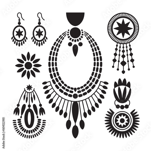 Black tribal jewelry ornaments and accessories earrings