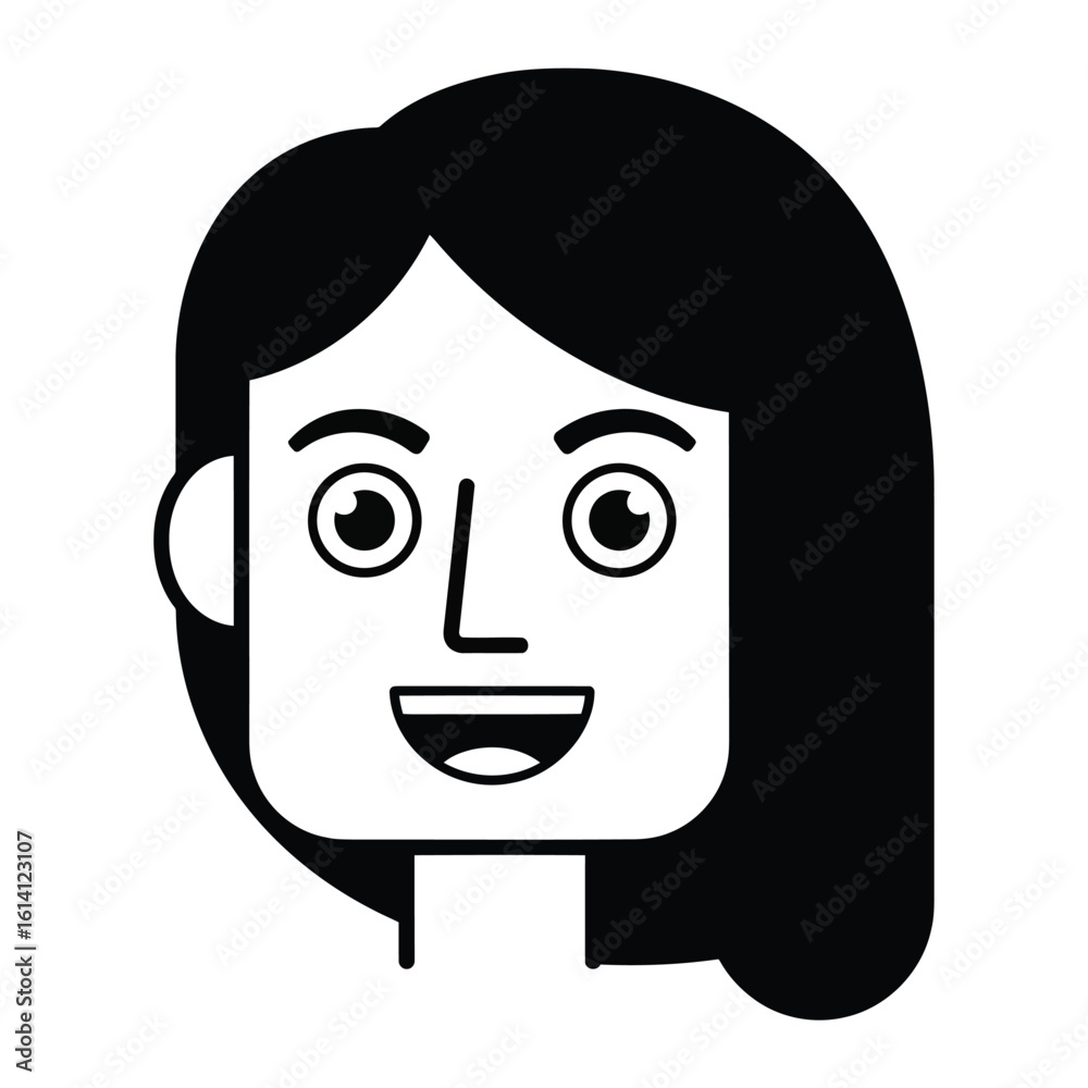 Vector illustration of illustration of a smiling womans face isolated on white Vector illustration of illustration of a smiling womans face isolated on white