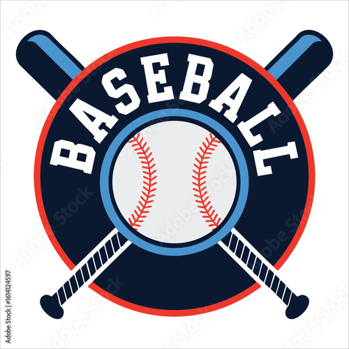 Crossed baseball bats and ball banner vector illustration isolated on white background. Perfect for sports, baseball themed designs, banners and promotional materials.