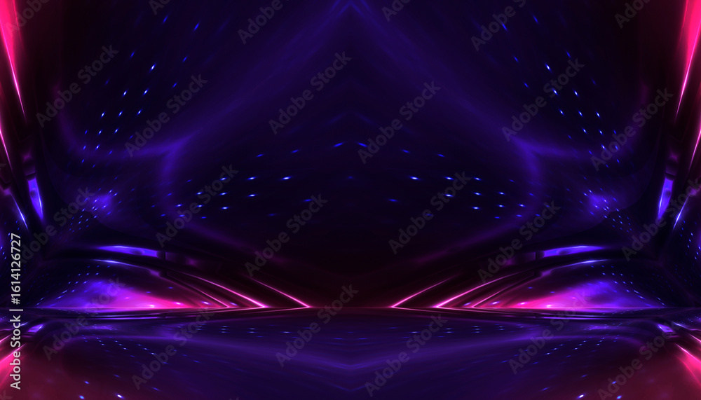 Obraz premium Abstract bright neon background scene with rays, spotlights, multi-colored background.
